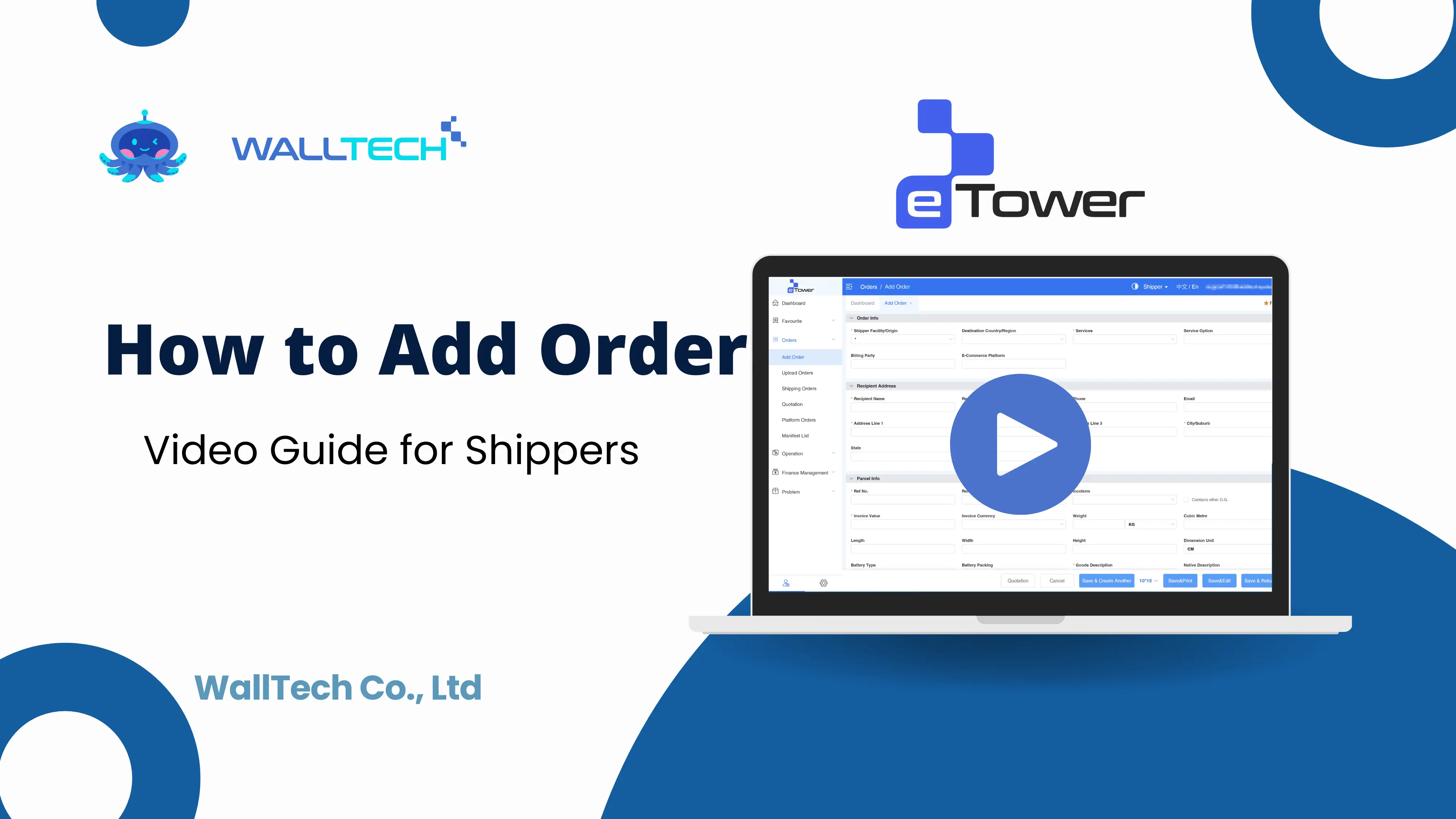 eTowerB2C - How to Add Orders